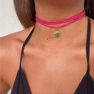 Pink boho necklace S705